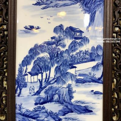 Tranh Sứ Sơn Thủy men chàm